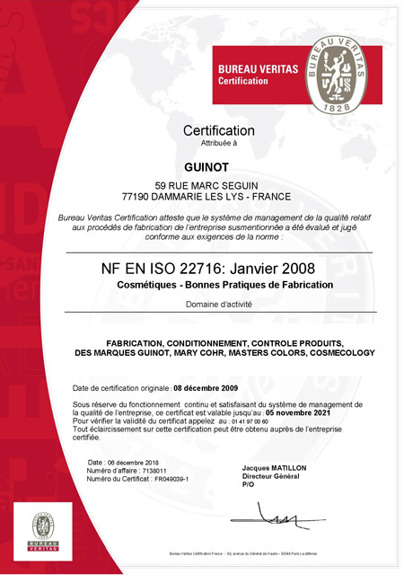 certification ISO22716